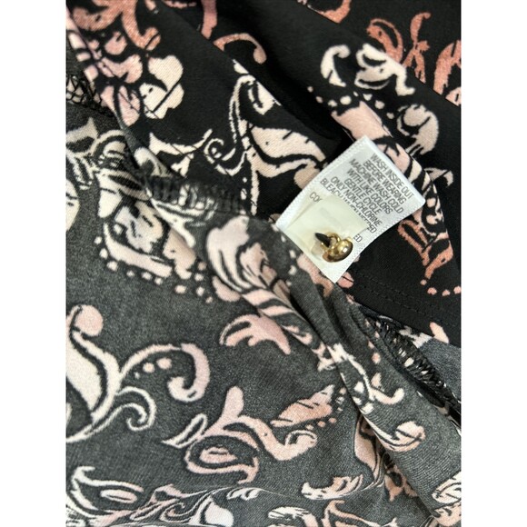 Dana Buchman Stretch Knit Tunic Career Wear Blouse Top Black & Pink Women's L - Picture 13 of 13